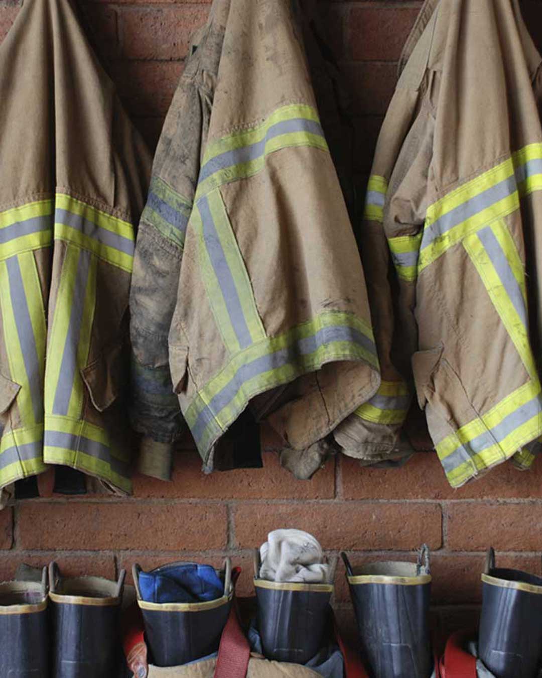 Fire services equipment hanging on a wall